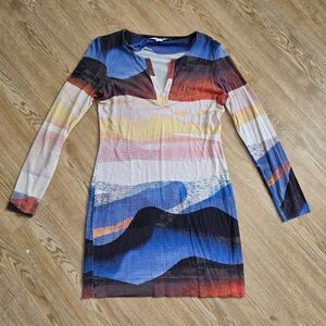 Diane Von Furstenburg Multicolor Long Sleeve Dress